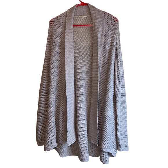 Eileen Fisher Cream Chunky Knit Open Front Long Sleeve Cardigan Sz L - Picture 11 of 11